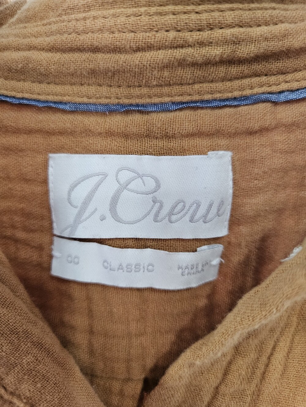 J.Crew 100% cotton women's gauze button-up shirt in a rust orange color - Picture 6 of 6